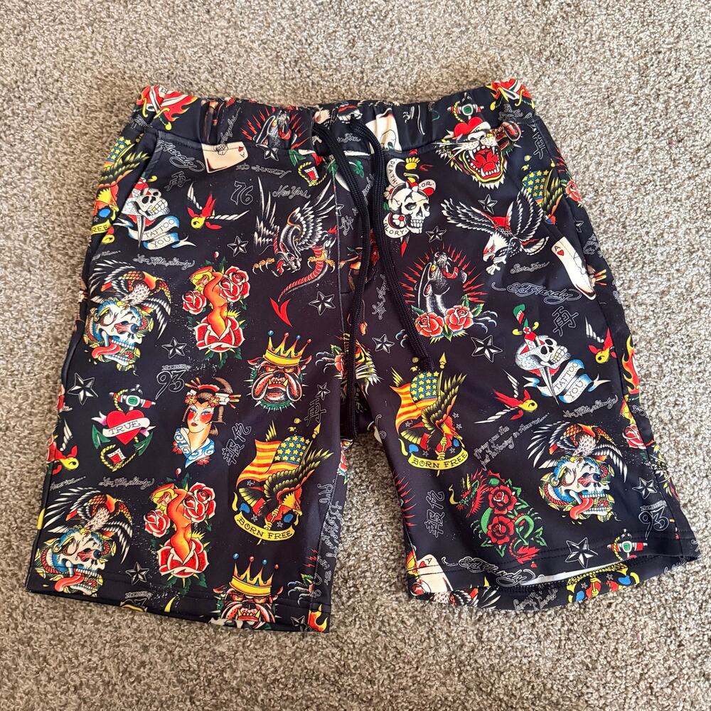 Ed Hardy Tattoo Print Swim Shorts Mens Small